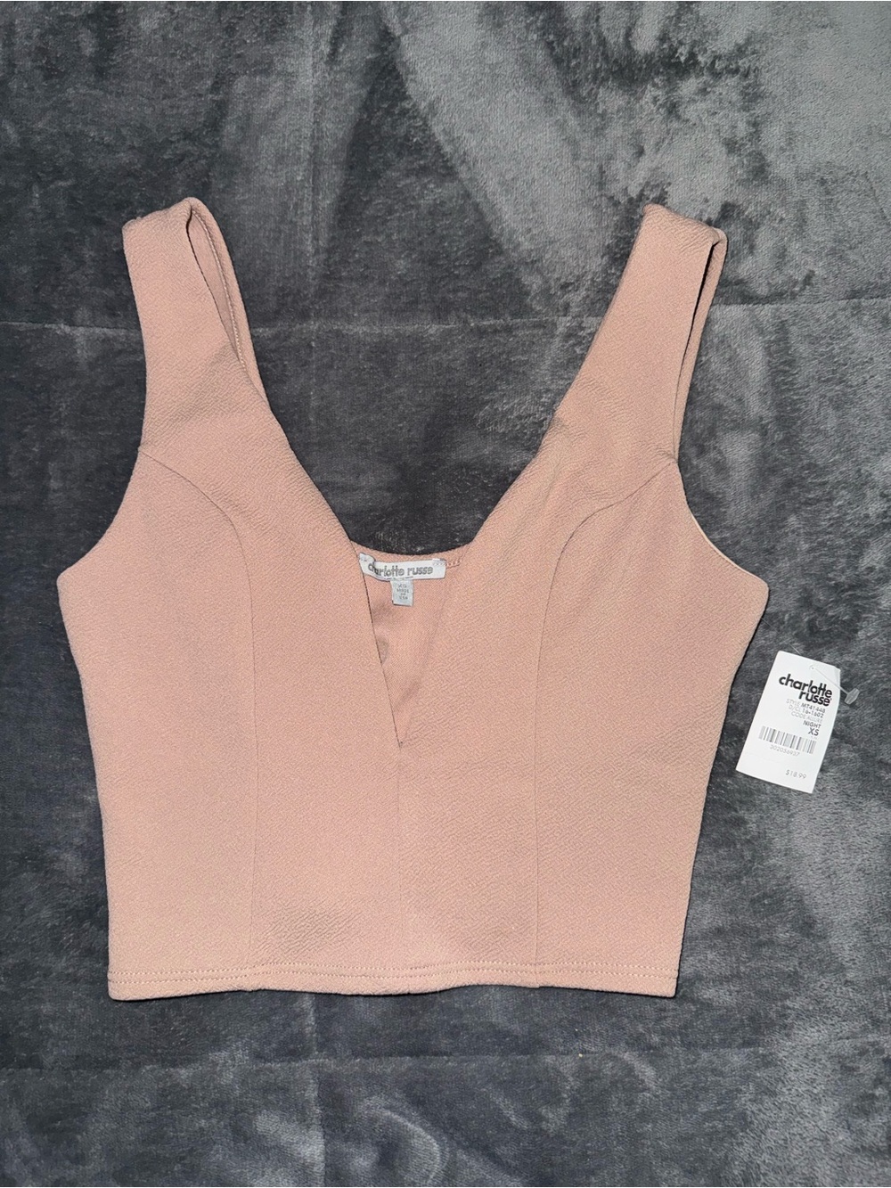 Charlotte Russe Dusty Tan V-Neck Cropped Tank